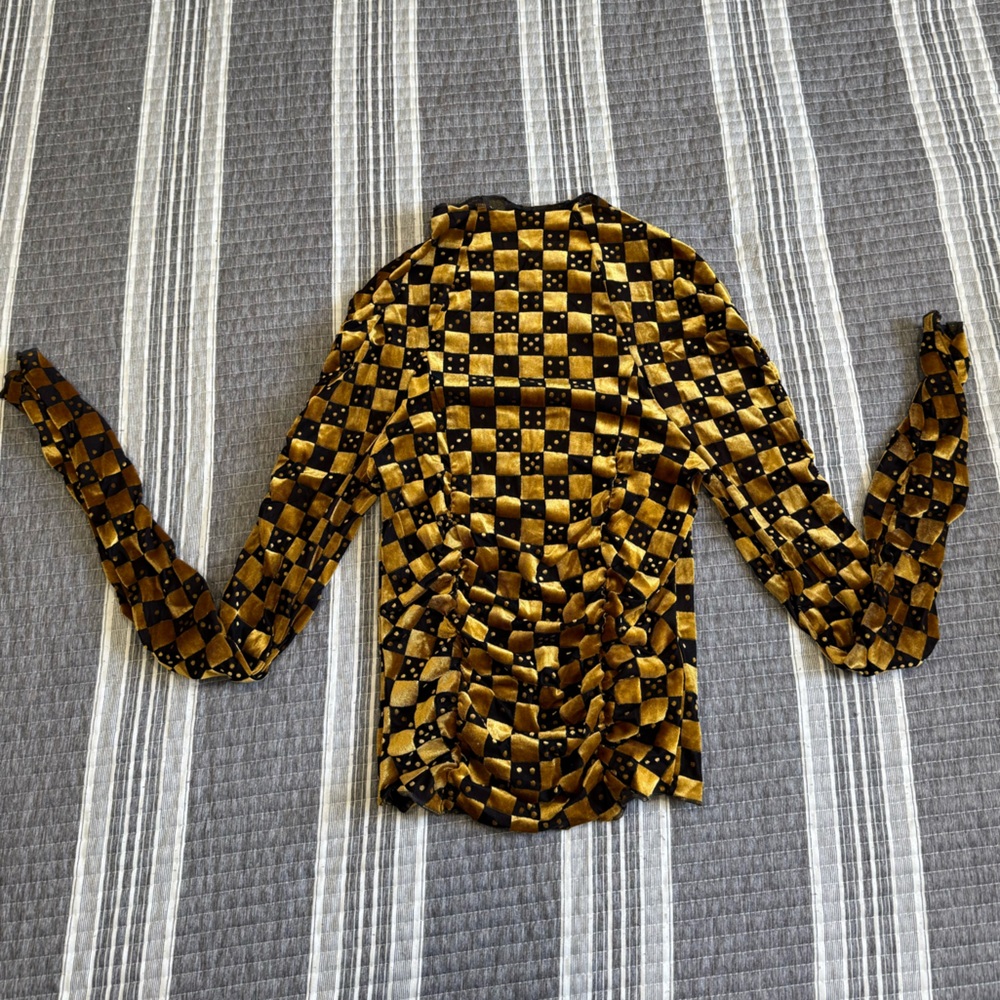 Urban Outfitters Metallic Gold and Black Dice Long Sleeve